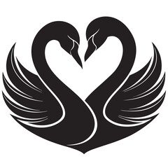 Sticker - Swan love silhouette vector on a white background