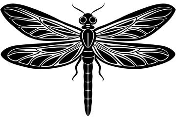 Wall Mural - Simple dragonfly flat black icon  illustration