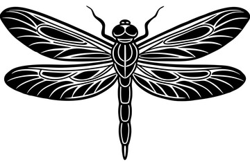 Wall Mural - Simple dragonfly flat black icon  illustration