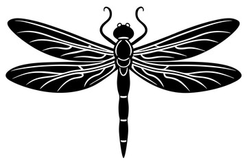 Wall Mural - Simple dragonfly flat black icon  illustration