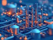 © Rossarin - Industrial landscape with illuminated structures and pipelines, showing technology in motion.