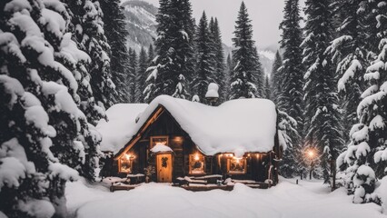 Canvas Print - christmas house in the forest