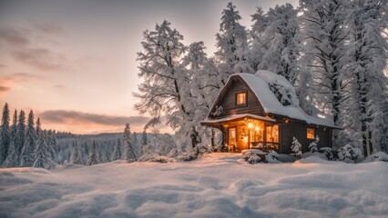 Wall Mural - house in the woods