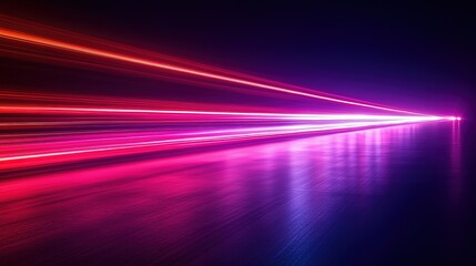 Aufkleber - Speed of glow smooth light lines. Neon road effect on black background. Abstract trace of luminous stripes from the movement of a car. Beam of laser futuristic rays