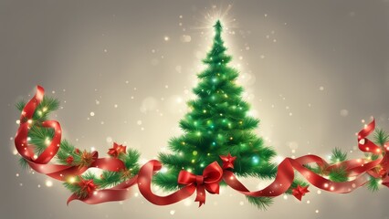 Poster - christmas tree with gifts and decorations