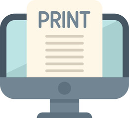 Fototapete - desktop computer displaying a print document icon, representing the concept of online printing or di