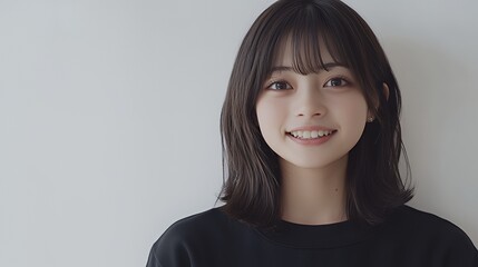 Poster - A young woman with a bright smile and dark brown hair smiles into the camera.