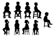 © Haruki Yui - Little boy and little girl sitting on chair silhouette, vector silhouette of child sitting