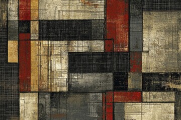 Wall Mural - Abstract geometric pattern with earthy tones and textures