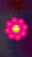 Sticker - Magical flower bloom animation with stary background. Glow in the dark flower backdrop.