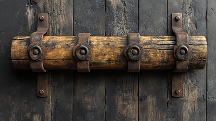 Canvas Print - Rustic Wooden Beam with Metal Brackets