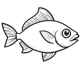 Illustration of a fish, Outline cod fish, Vector fish