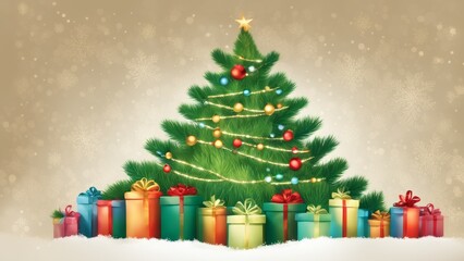 Poster - christmas tree with gift boxes