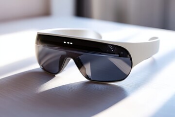 Poster - A wearable technology design concept for AR glasses, combining cutting-edge display technology with sleek, modern aesthetics.