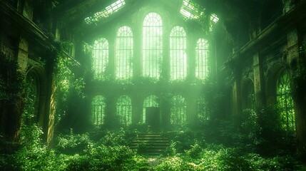 Canvas Print - Overgrown Ruins: A Forgotten Building Reclaimed by Nature