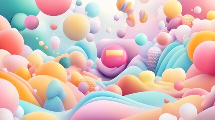 Wall Mural - Colorful Abstract Landscape with Soft Shapes and Curves