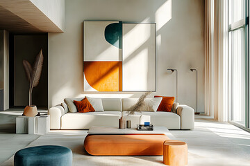 Wall Mural - Minimalist interior design of modern living room.