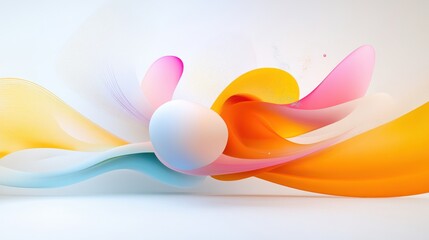 Wall Mural - Abstract shapes on a white background, blending into soft blurs with varying colors.