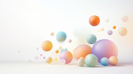 Poster - Blurred, colorful orbs scattered across a clean white background.