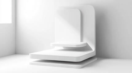 Poster - Clean white background with a small, elevated platform in the center, perfect for product display.