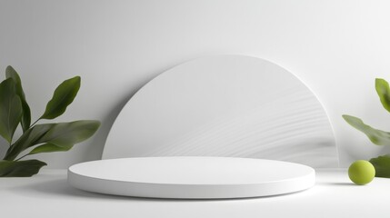 Poster - Flat white background with a floating platform for a sleek and futuristic product display.