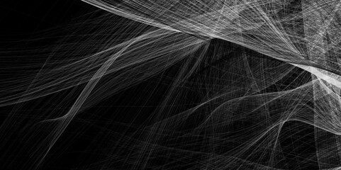 Poster - Abstract Waves of vibrant grey color against a black background. Black texture of brush panorama of clean. stainless steel soft lines luxury floor high quality,iron plate. natural texture, waves, curl