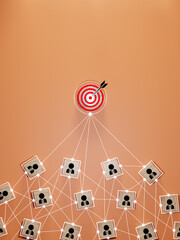 Wall Mural - red dartboard and black arrow connection linkage with human icon for customer focus target group and