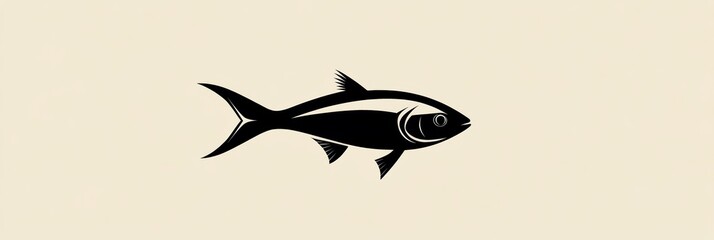 Wall Mural - A minimalistic vector of a fish silhouette, rendered in a sleek, modern style suitable for logo design or branding