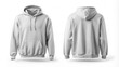 © night - Front and Back View of Plain Gray Hoodie on White Background