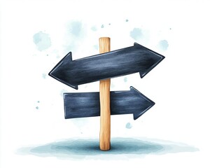 Wall Mural - Black directional arrow pointing right flat design top view signage theme watercolor Splitcomplementary color scheme