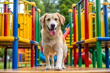 Sticker - Happy dog enjoying bright playground