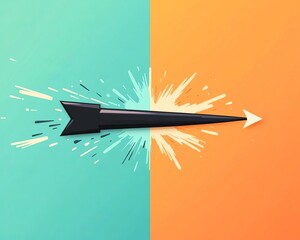 Wall Mural - Rightpointing black arrow symbol flat design top view guidance theme animation Triadic Color Scheme