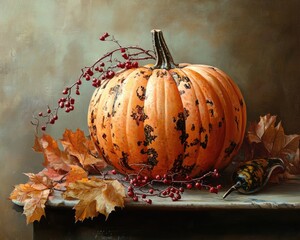 Canvas Print - pumpkin autumn still life