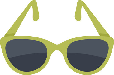 Green fashion sunglasses with dark lenses protecting from sunlight