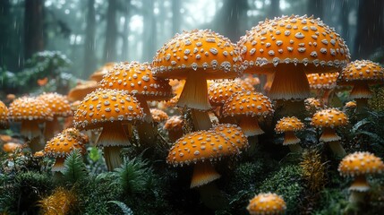 Sticker - Close Up of Mushrooms in a Forest