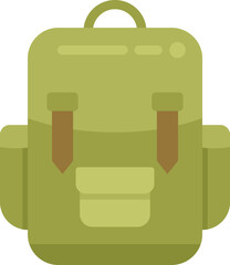 Poster - green backpack standing with pockets and straps, ready for hiking, camping and travel