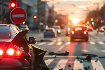 Collision of two vehicles involved in major accident on road with major damage