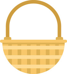 Poster - empty wicker basket with handle standing upright on white background