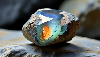 Sticker - Unique gemstone shines brightly amidst ordinary rocks, showcasing distinct sparkle and captivating focus