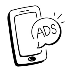 Poster - Mobile ad icon in drawing style 

