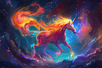 Astrological composition with concept of Horse zodiac sign symbol