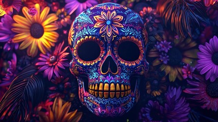 Vibrant Day of the Dead Skull A Mexican Celebration