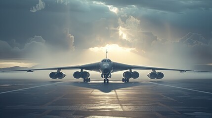 Poster - Plane on runway, military plane, army, futuristic, bomber, Big plane.