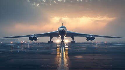 Poster - Plane on runway, military plane, army, futuristic, bomber, Big plane.