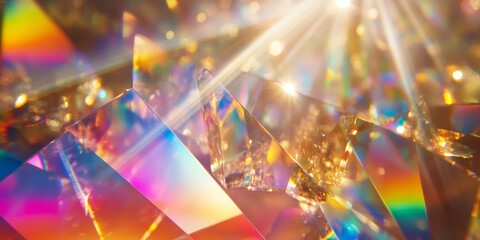 Aufkleber - light refracting through a prism, with the visible spectrum splitting into component colors in stunning detail.