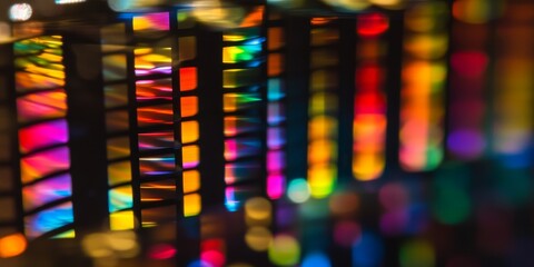 Aufkleber - a diffraction grating dispersing light into its spectral components, with intensity distribution visible.