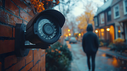 A Close-Up Shot of an Outdoor Security Camera
