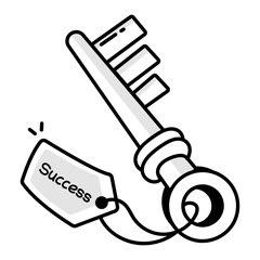 Poster - Success key icon in drawing style

