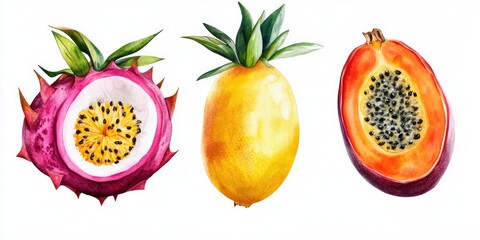 Canvas Print - Fruits on White Background