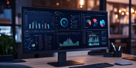 Aufkleber - Detailed view of an AI ethics dashboard, where real-time analysis monitors algorithmic bias and fairness, ensuring responsible AI development.